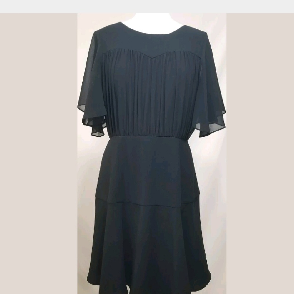 Catherine Malandrino Black Dress Sheer Sleeves